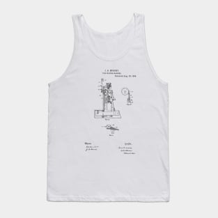 Type Writing Machine Vintage Retro Patent Hand Drawing Funny Novelty Gift Tank Top